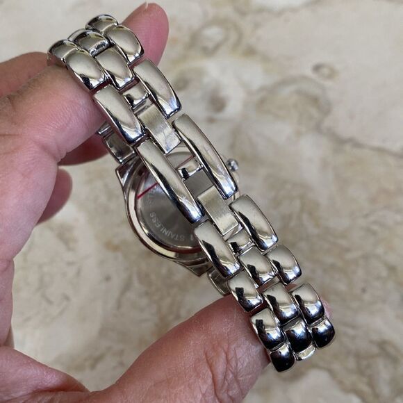 NEW! Quartz Watch Stainless Steel, Pink Crystals - Picture 8 of 11